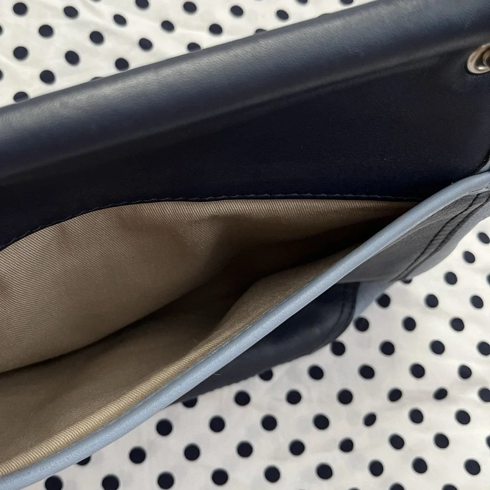 Coach Willis Archive Two Tone Navy Blue Leather Saddle Shoulder Bag 22409